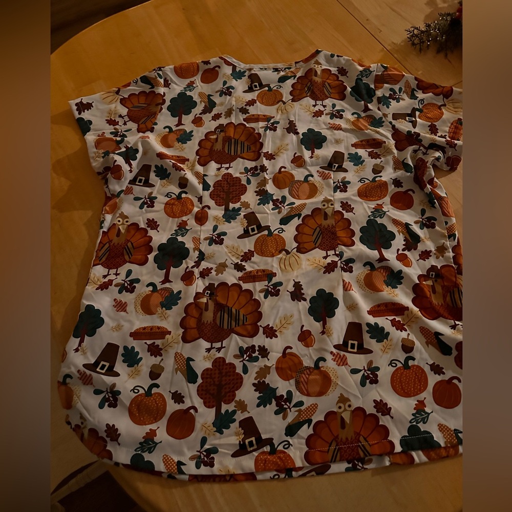 Thanksgiving Scrub top. Women’s-size L.